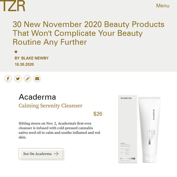 The Zoe Report features Acaderma calming cleanser