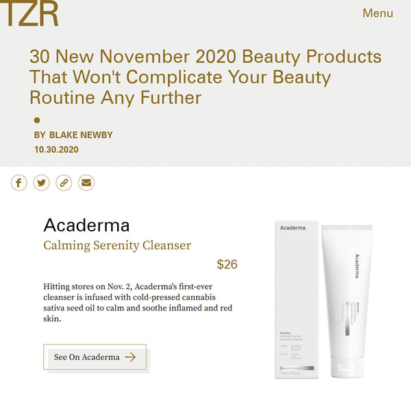 The Zoe Report features Acaderma calming cleanser