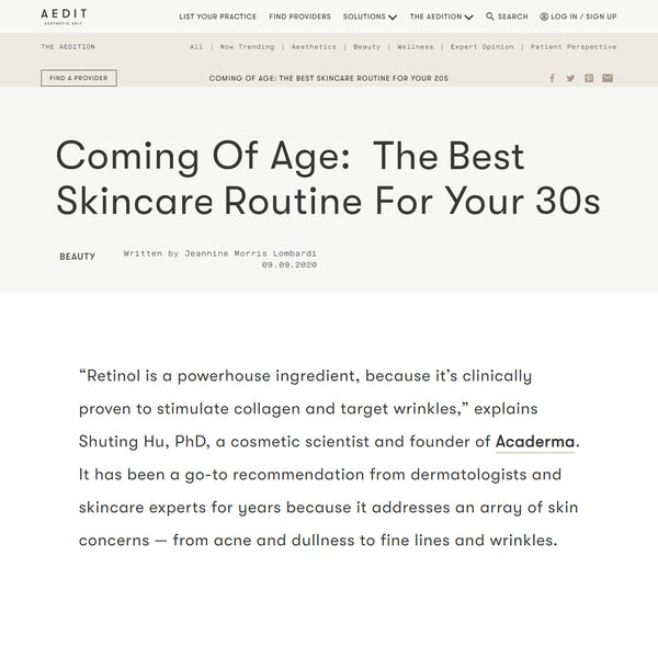 AEDIT: Acaderma Recommended Retinol For 30s Routine