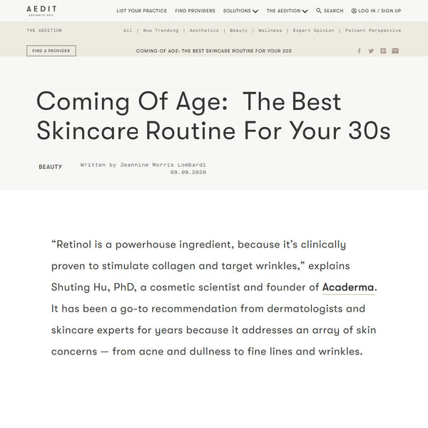 AEDIT: Acaderma Recommended Retinol For 30s Routine