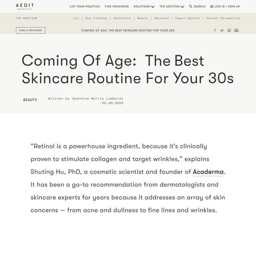 AEDIT: Acaderma Recommended Retinol For 30s Routine
