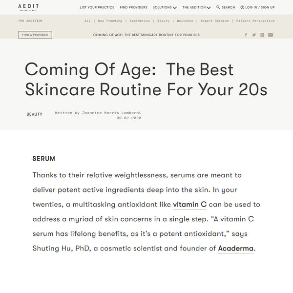 AEDIT: Acaderma Recommended Antioxidant For 20s Routine