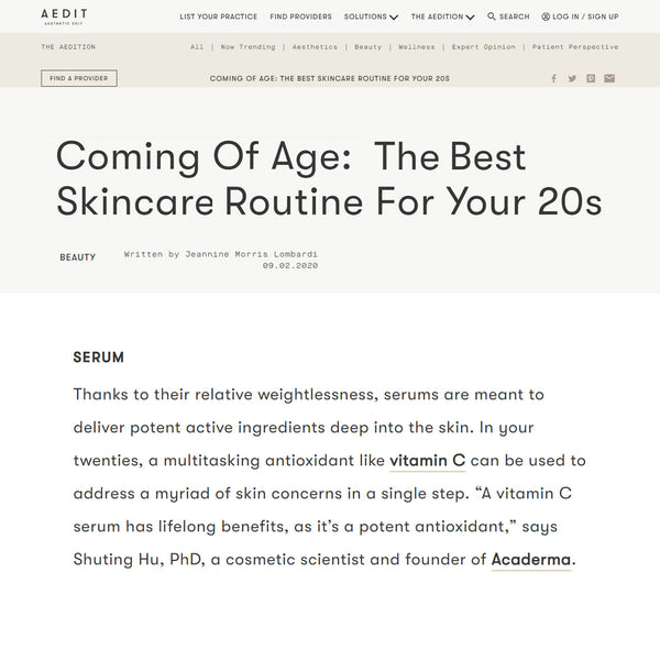 AEDIT: Acaderma Recommended Antioxidant For 20s Routine