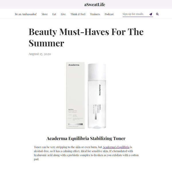aSweatLife: You Must Have Acaderma Equilibria Stabilizing Toner For The Summer