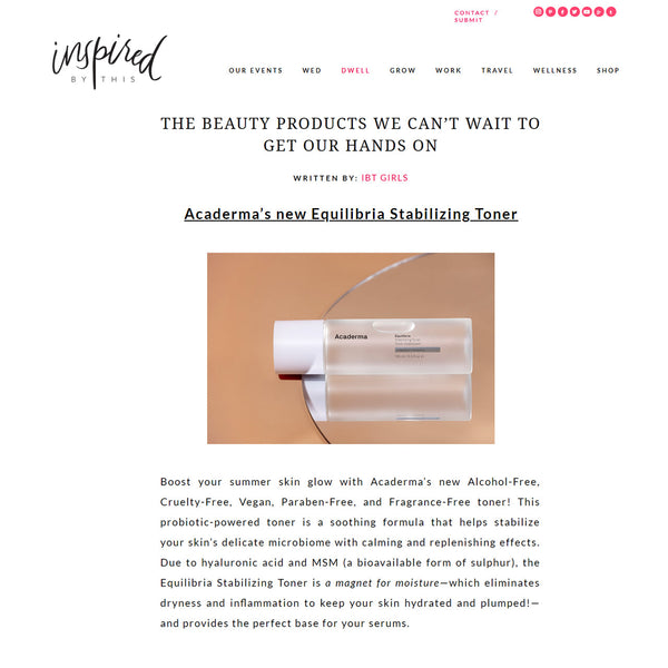 Inspired By This: Can't Wait To Use Acaderma's New Equilibria Stabilizing Toner