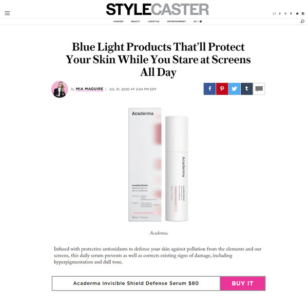 STYLECASTER: Acaderma's Invisible Shield Defense Serum Protects Your Skin From Blue Light