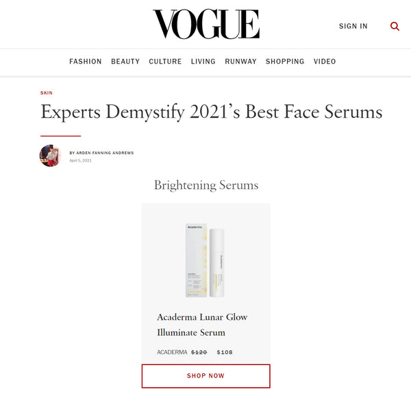 VOGUE Features Acaderma Lunar Glow As 2021’s Best Face Serums