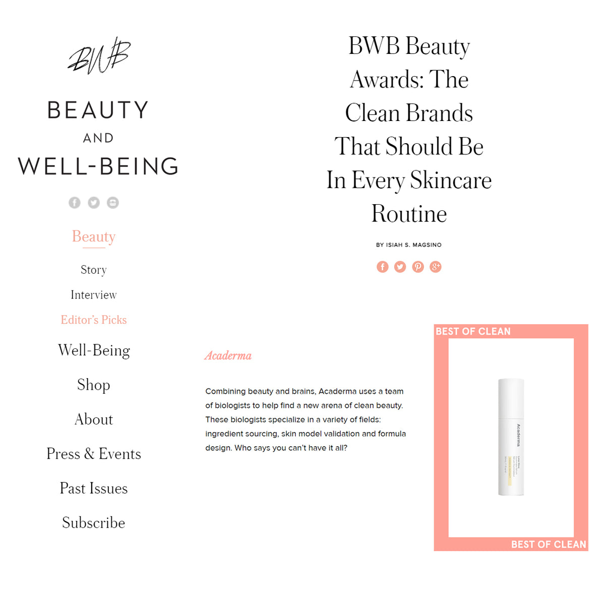 BEAUTY AND WELL_BEING Beauty Awards: Acaderma