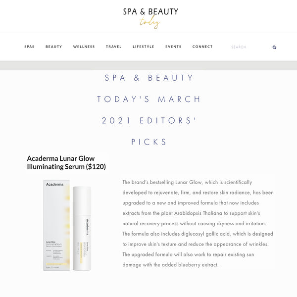 SPA & BEAUTY Today March Editor's Pick: Acaderma Lunar Glow Illuminating Serum