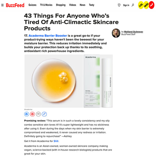 Buzzfeed recommends Acaderma for Anyone who