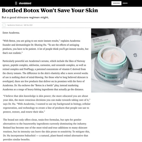 Shondaland: a good skincare regimen with Acaderma will save your skin