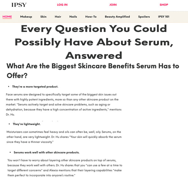 IPSY interviews Dr. Hu (CEO of acaderma) about Serum
