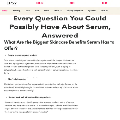 IPSY interviews Dr. Hu (CEO of acaderma) about Serum