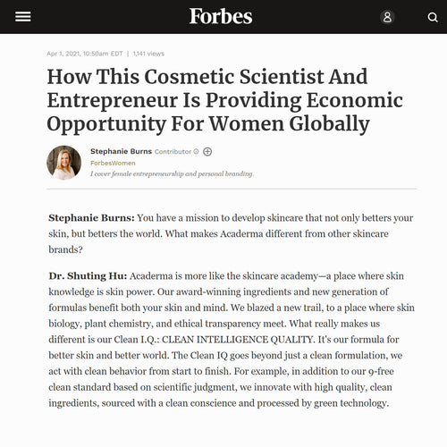 Forbes: Acaderma Is Providing Economic Oppotunity For Women Globally