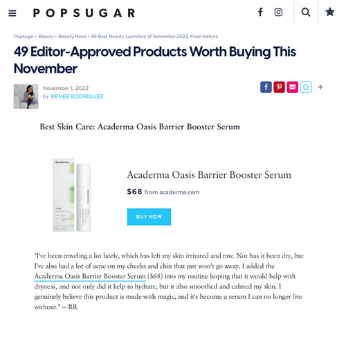 Popsugar Best Skin Care: Acaderma Oasis Barrier Booster Serum.