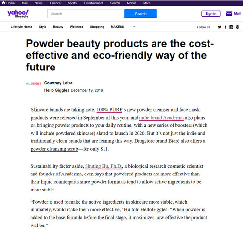 Yahoo! Lifestyle: Interview About Powder Beauty Products