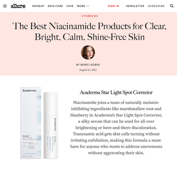 Allure features Star Light Spot Corrector as the best Niacinamide product for Clear, Bright, Calm, Shine-Free Skin
