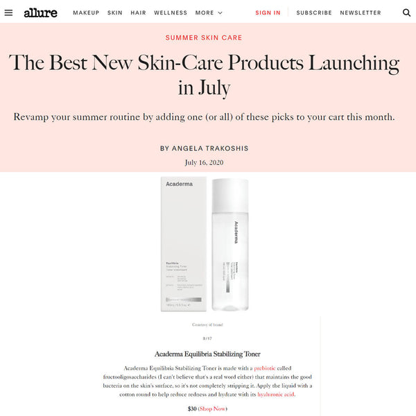 Allure Selected Acaderma's Equilibria Stabilizing Toner As the Best New Skin-Care Products Launching in July