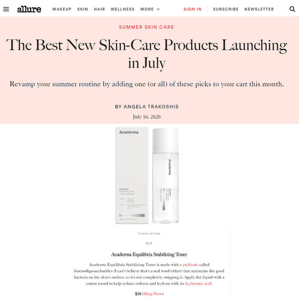 Allure Selected Acaderma's Equilibria Stabilizing Toner As the Best New Skin-Care Products Launching in July