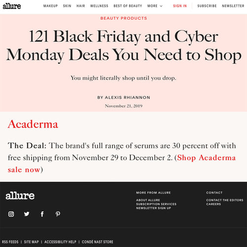 Allure Names Acaderma As One Of The Best Black Friday Beauty Sales