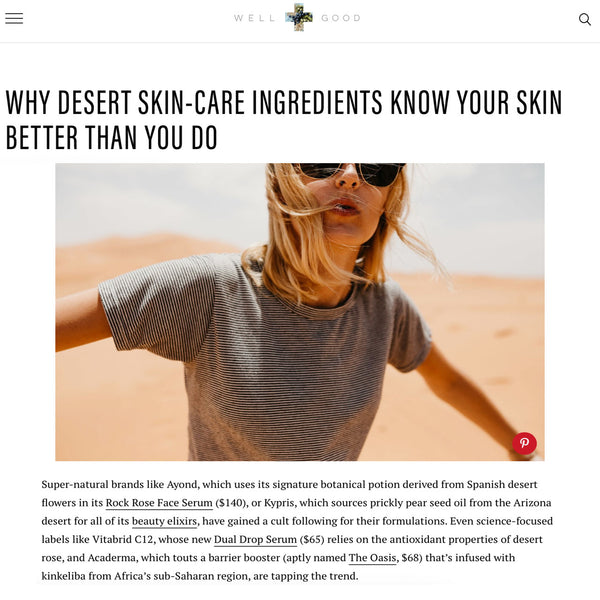 Well+Good Features Acaderma's Patent Kinkeliba Extract As Effective Desert Skin-Care Ingredients.