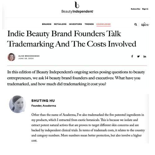 Beauty Independent: Interview With Acaderma About Trade Mark