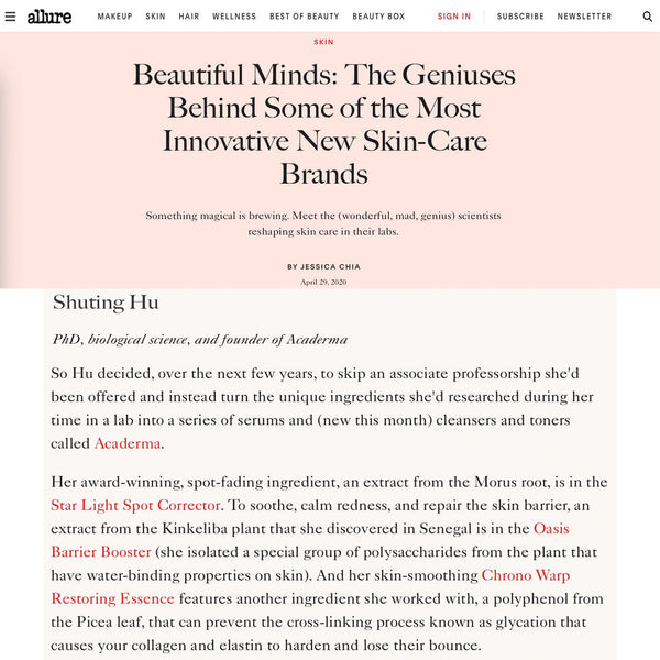 Allure Acaderma Interview: Beautiful Minds Behind the Most Innovative New Skin-Care Brands