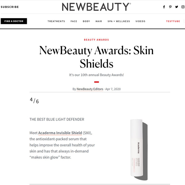 Acaderma Invisible Shield Defense Serum Won NewBeauty Award