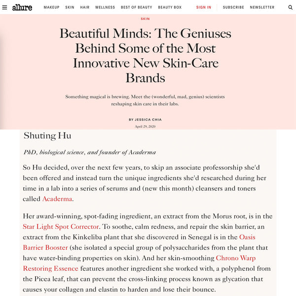 Allure Acaderma Interview: Beautiful Minds Behind the Most Innovative New Skin-Care Brands