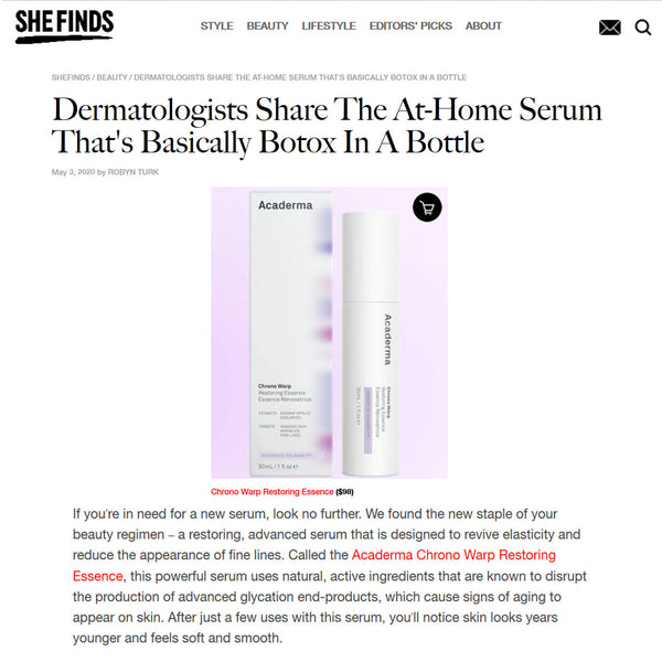 SHEFINDS: Acaderma Chrono Warp Restoring Essence Was Recommended By Dermatologists