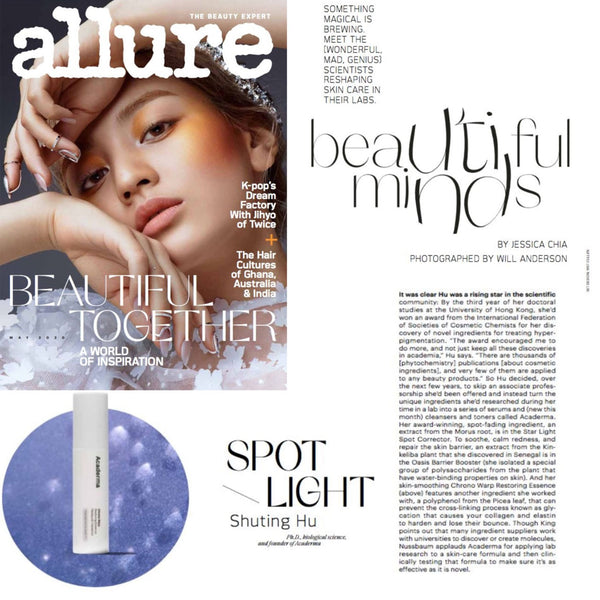 Allure: Acaderma Interview Titled "Beautiful Minds"