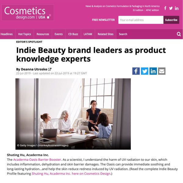 Cosmetics Design Features Acaderma The Oasis Barrier Booster