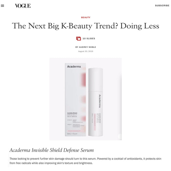 VOGUE Features Acaderma Invisible Shield Defense Serum