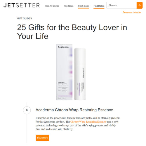 JETSETTER Features Acaderma Chrono Warp as Gifts for the Beauty Lover