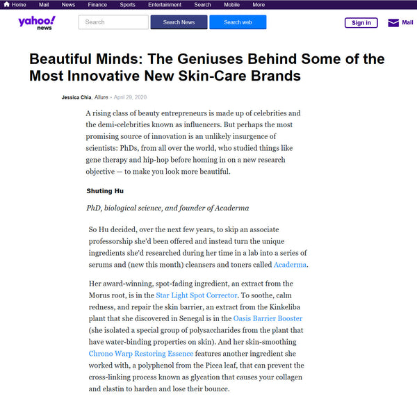 Yahoo!news Republished The Article Include Acaderma In Allure