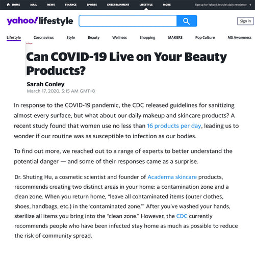 Yahoo!Lifestyle: How to Protect Beauty Products During COVID-10 Pandemic