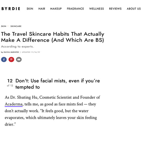 Byrdie: The Travel Skincare Habits That Acutally Make A Difference