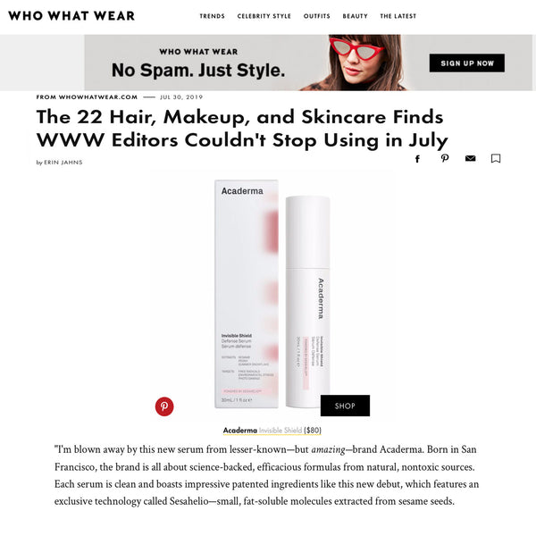 Who That Wear: Editors Love Acaderma Invisible Shield