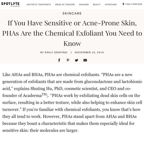 SPOTLYTE: PHAs Are the Chemical Exfoliant for Sensitive or Acne-Prone Skin