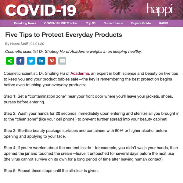 Happi: Five Tips to Protect Everyday Products by Acaderma