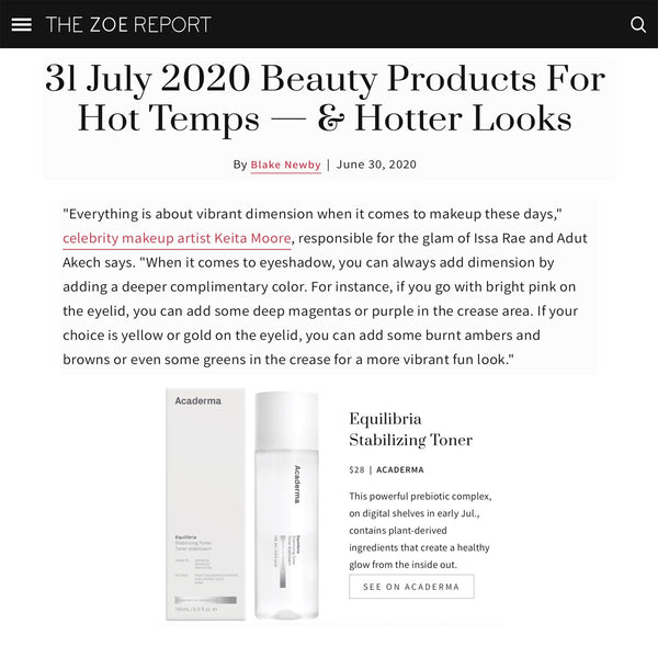 Acaderma's Equilibria Stabilizing Toner Is Recommended In July By The Zoe Report