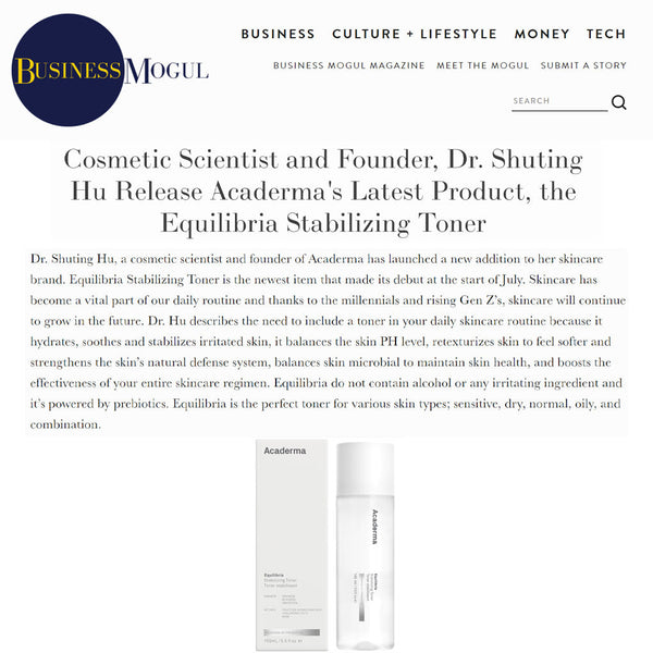 Business Mogul: Acaderma Release the Latest Product, the Equilibria Stabilizing Toner