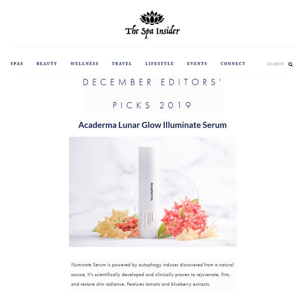 The Spa Insider Features Acaderma Lunar Glow as December Editors' Picks 2019