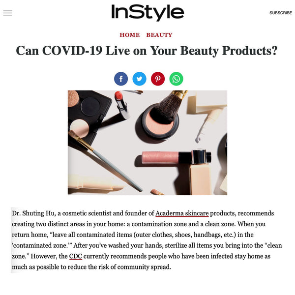 InStyle: Some tips on COVID-19 and your beauty products.