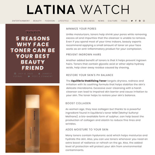 Latina Watch: Acaderma's Equilibria Stabilizing Toner Can Be Your Best Beauty Friend