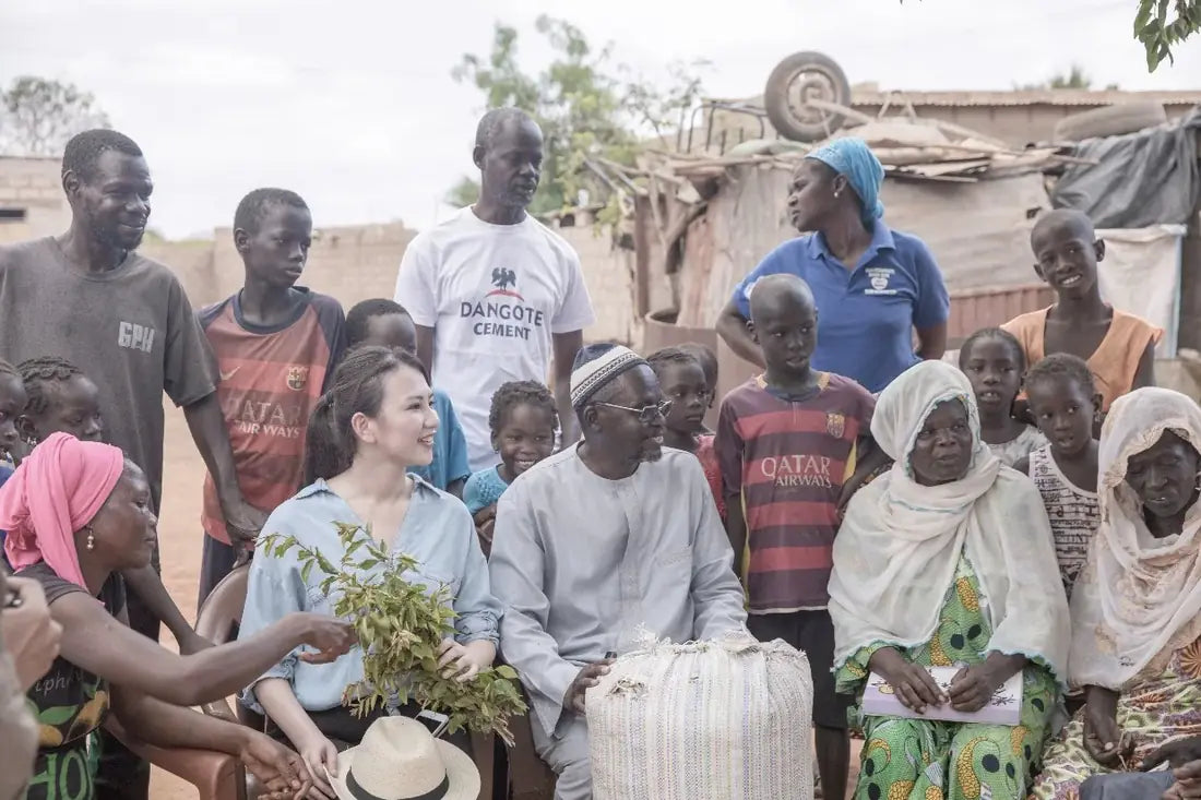 Acaderma founder Dr. Shuting Hu visiting farmer partners and community members in Senegal