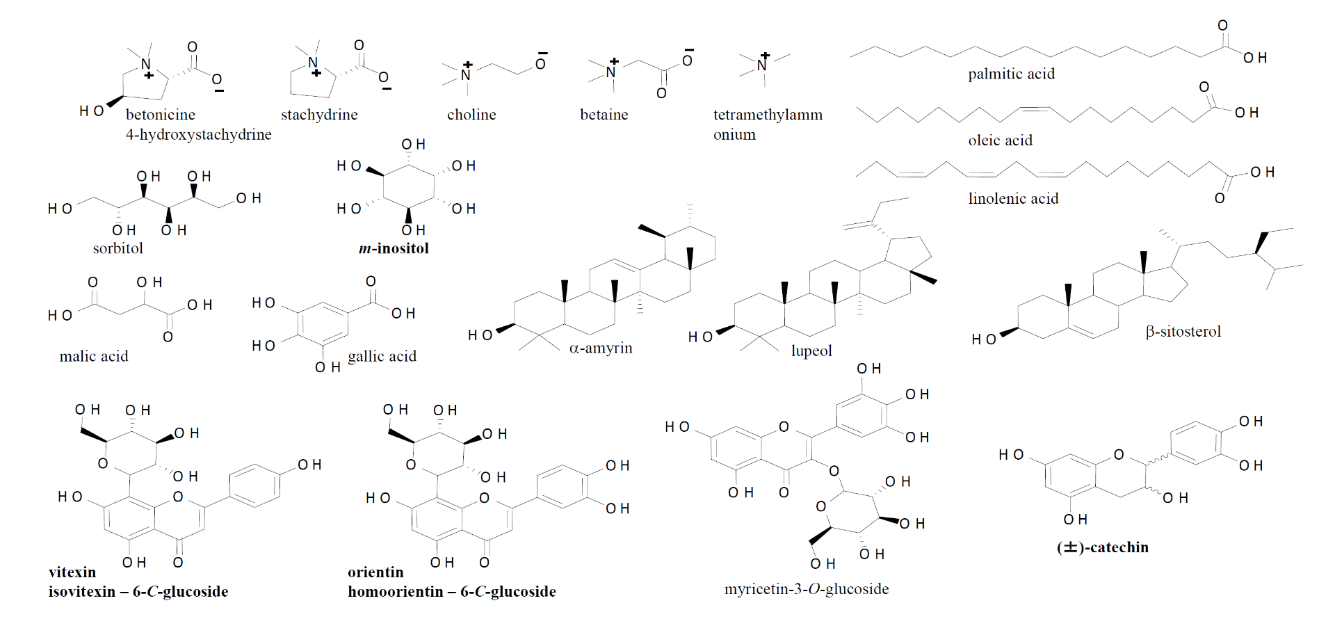 Molecular structures of Kinkéliba compounds